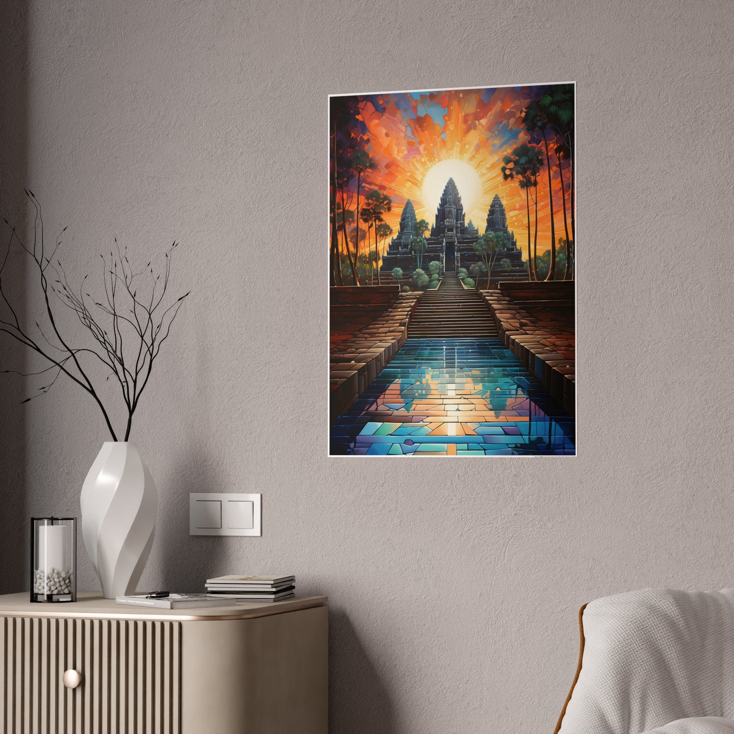 Mosaic Angkor Wat Glossy Art Print