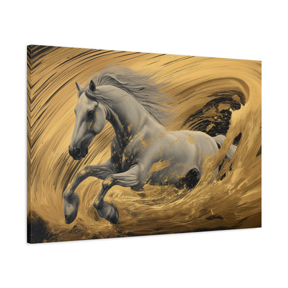 Gold Leaf White Horse - Canvas Art