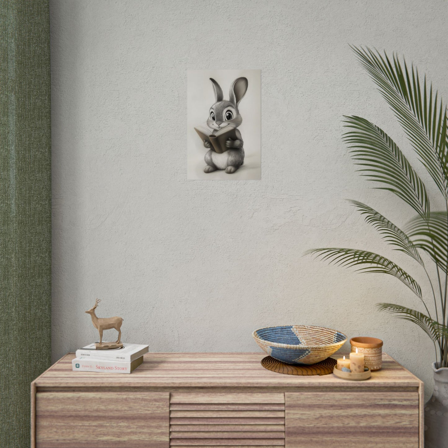 Adorable Rabbit Reading A Book - Premium Art Print