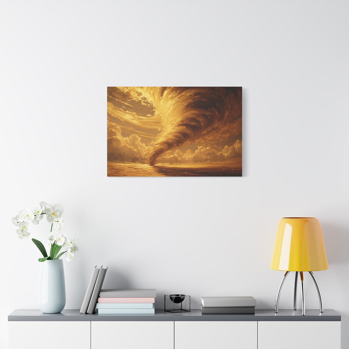 Gold Leaf Tornado Canvas Art - Tornado Art Decor