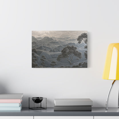 Serene Misty Mountain Landscape Art - Canvas