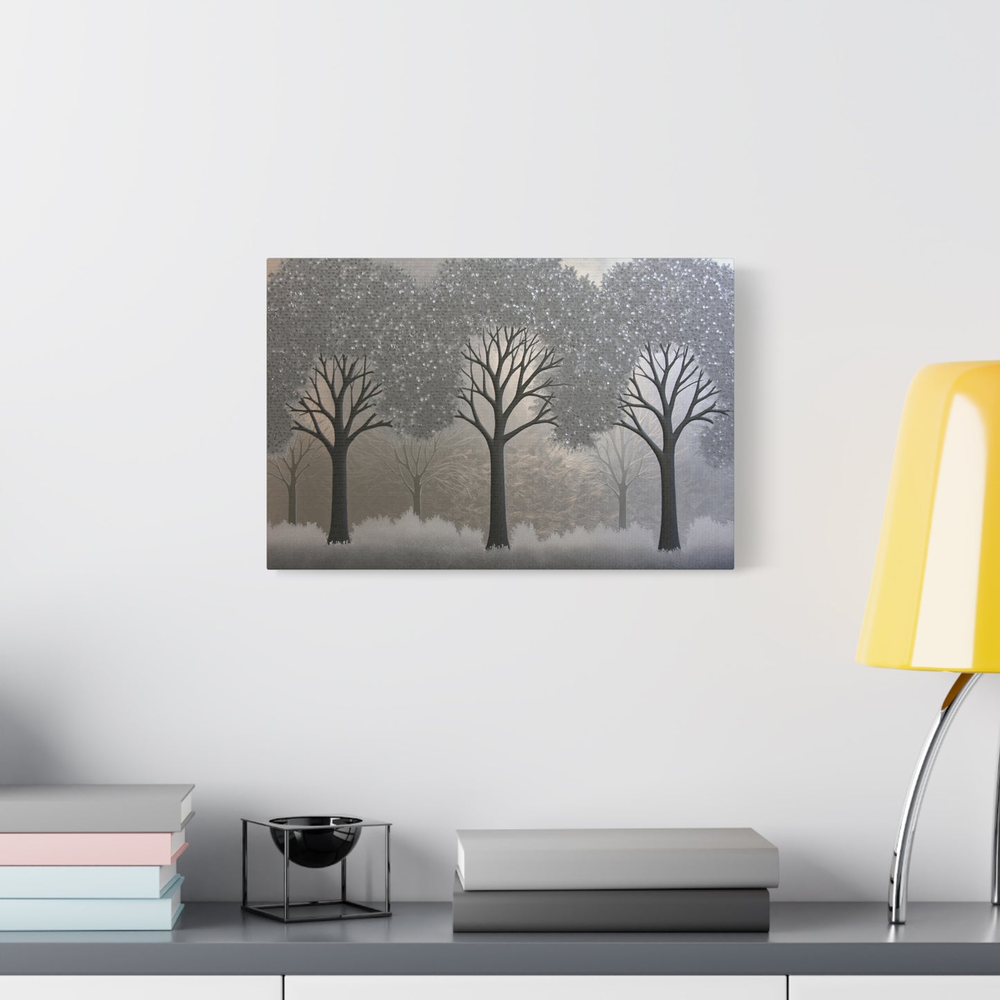 Silver Three Trees Art - Canvas