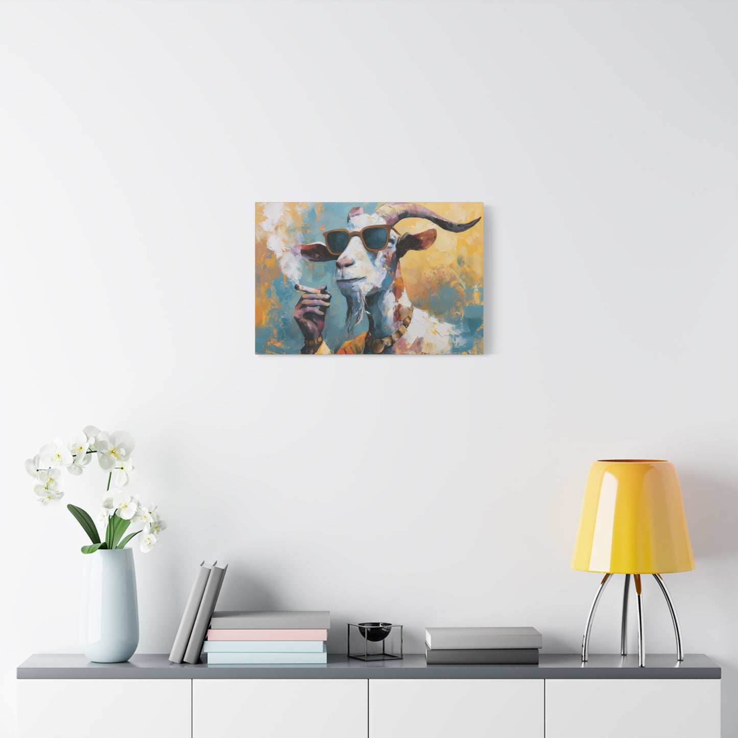 Gangster Goat Canvas Art - Cool Animal Wall Decor