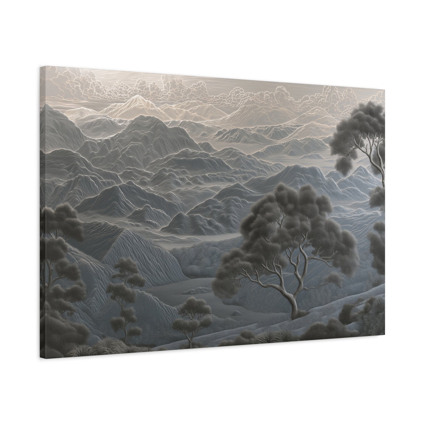 Serene Misty Mountain Landscape Art - Canvas