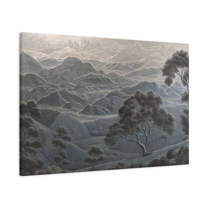 Serene Misty Mountain Landscape Art - Canvas
