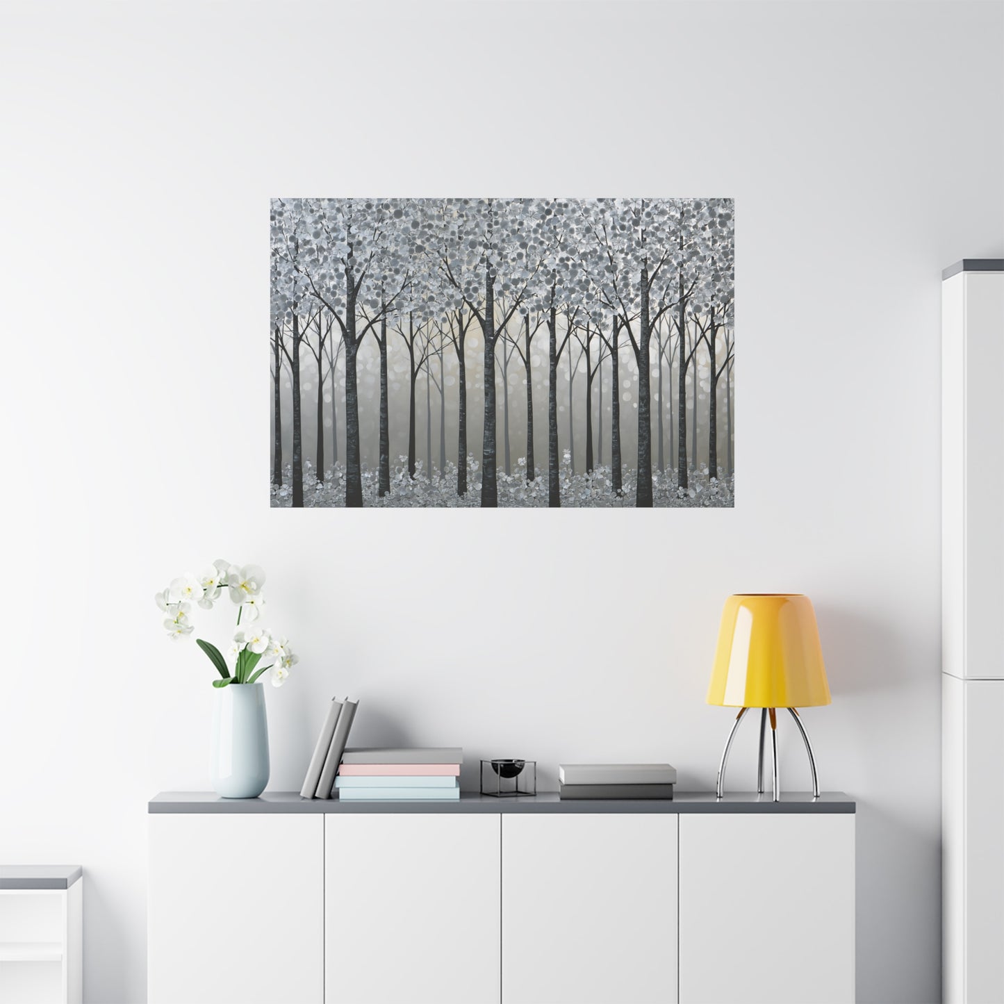 Silver Winter Forest Art - Canvas