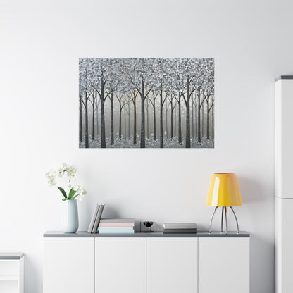 Silver Winter Forest Art - Canvas