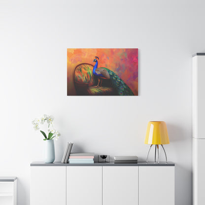 Peacock On A Fancy Chair - Canvas