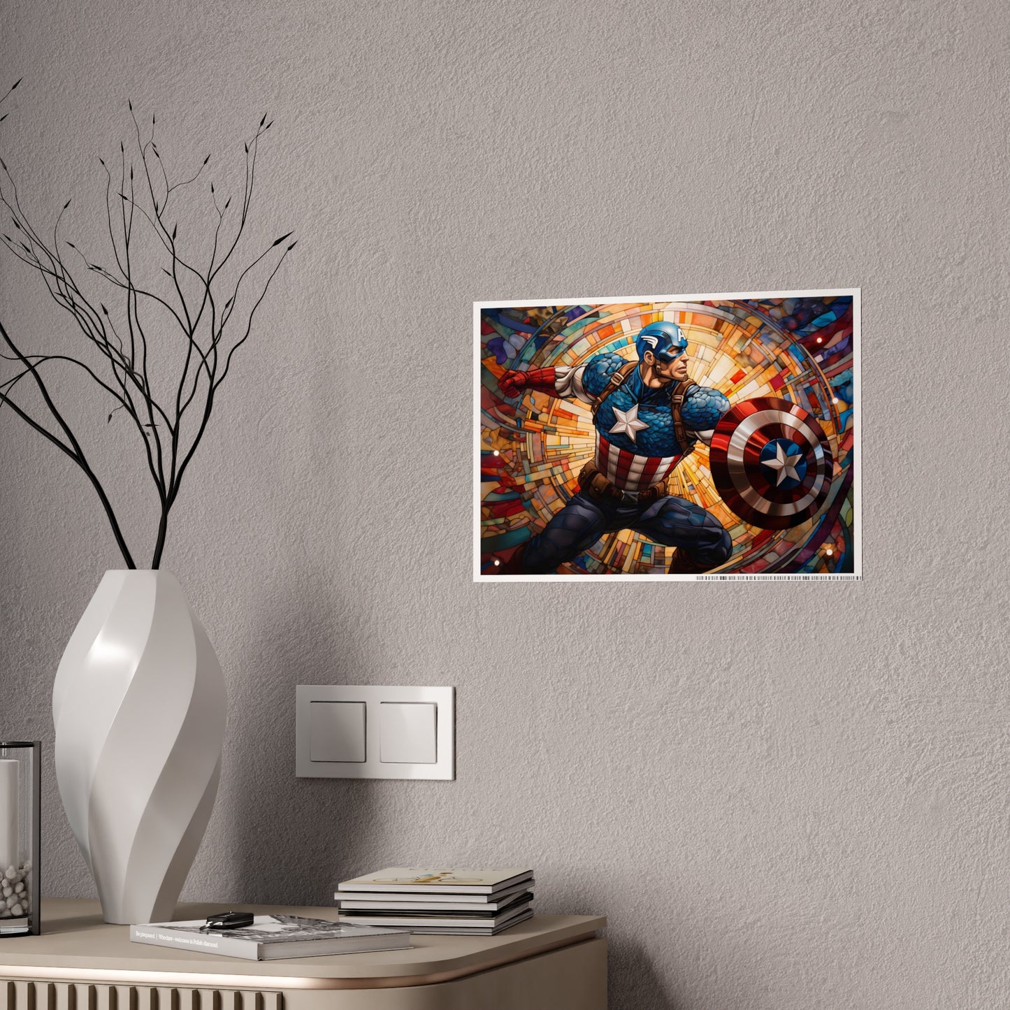 Mosaic Comic Book Captain Glossy Art Print