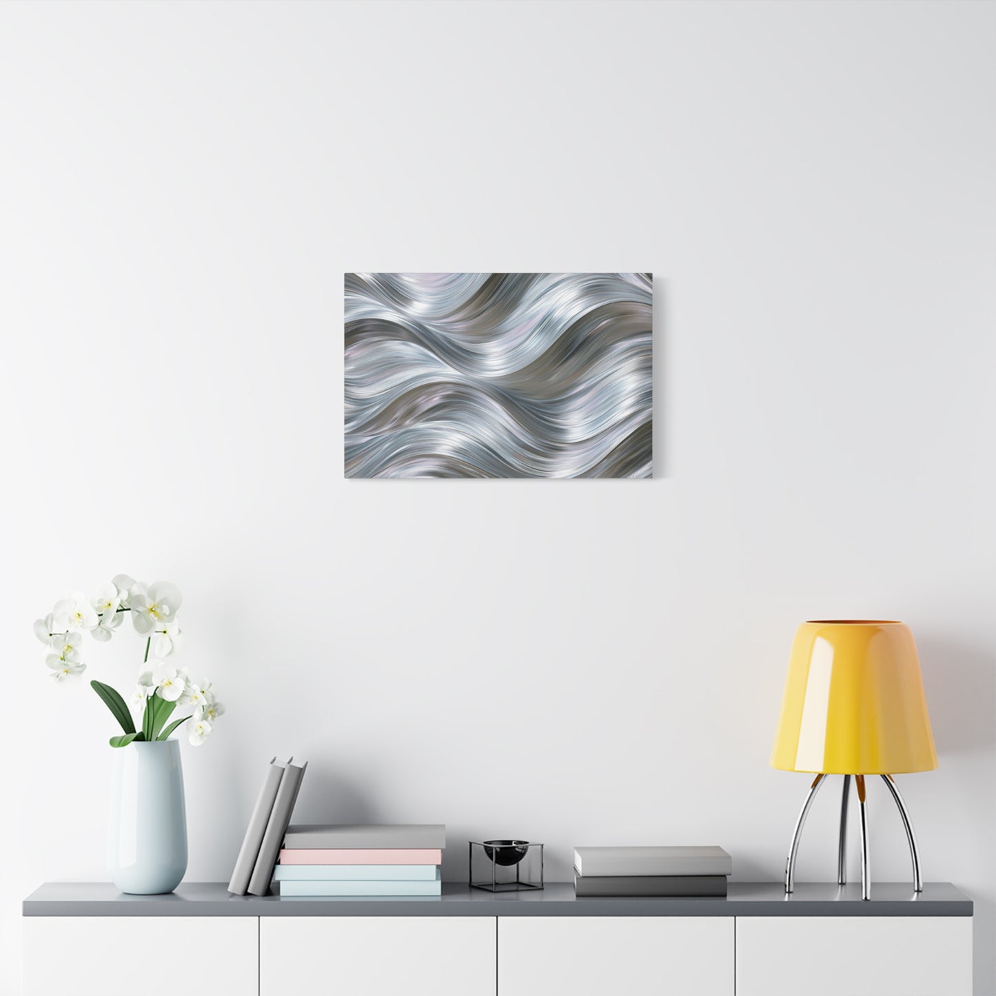 Silver Metallic Wave Art - Canvas