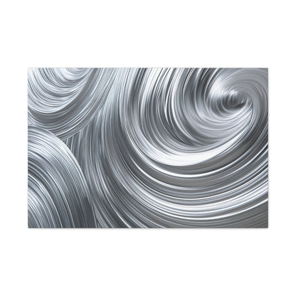 Silver Swirl Abstract Metallic Art - Canvas