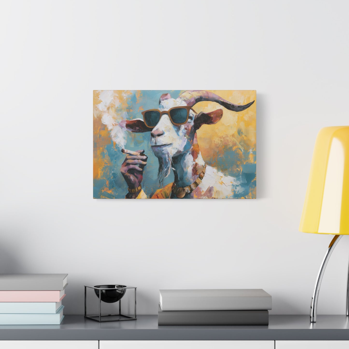 Gangster Goat Canvas Art - Cool Animal Wall Decor