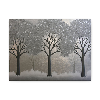 Silver Three Trees Art - Canvas