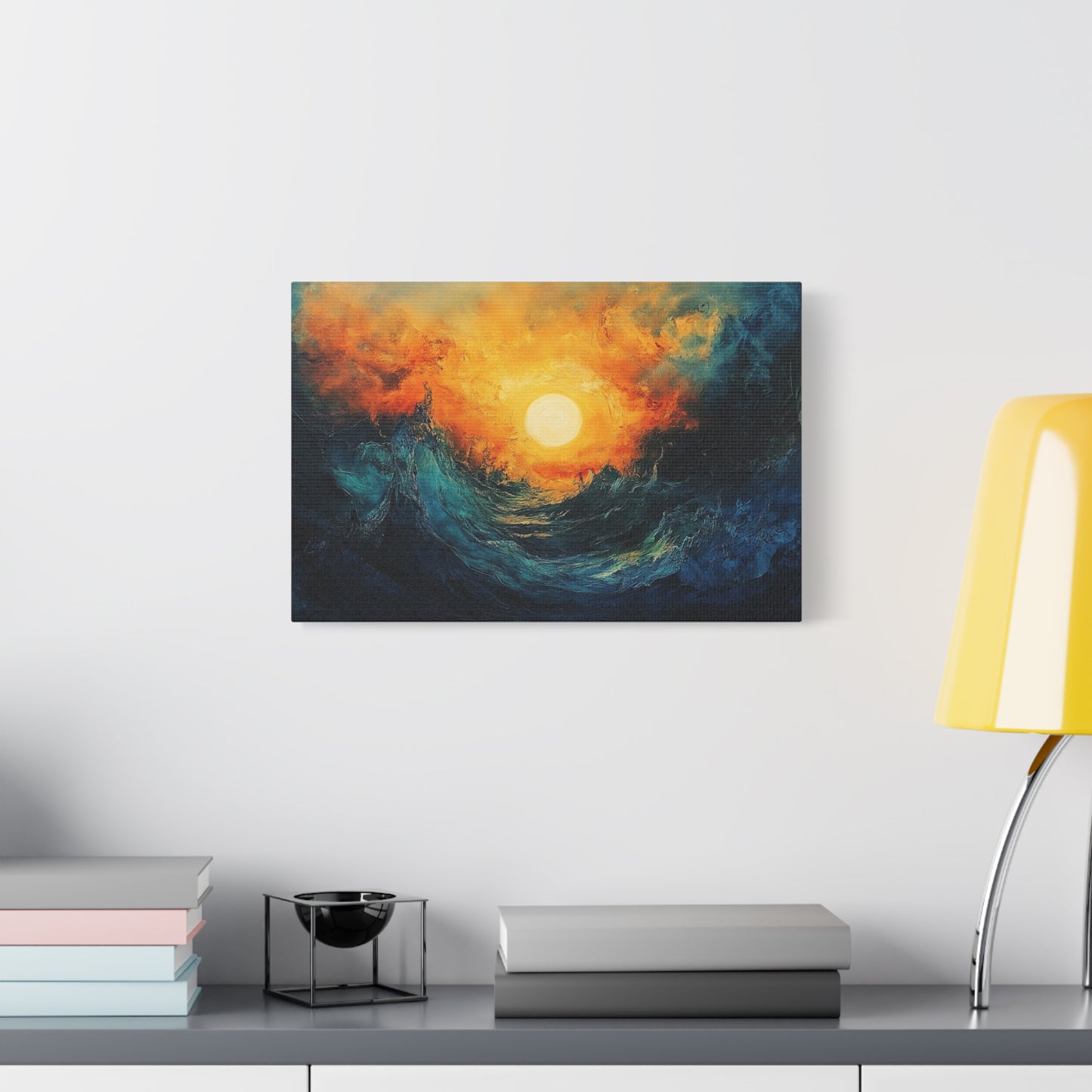 Sun Pierces The Waves Abstract Art - Canvas