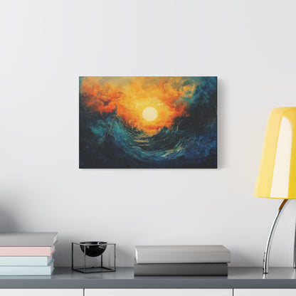 Sun Pierces The Waves Abstract Art - Canvas