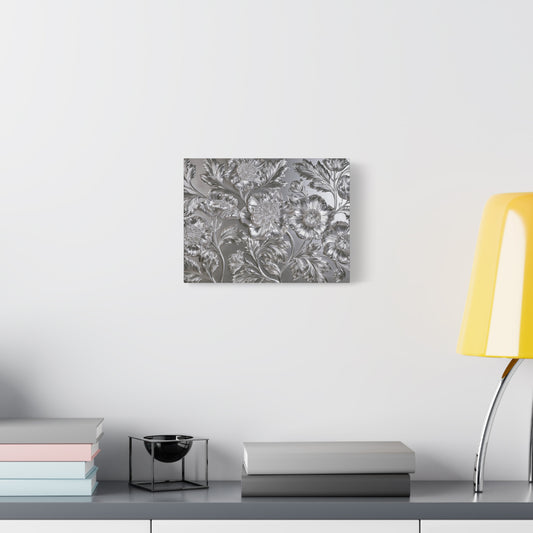 Metallic Silver Floral Art - Canvas
