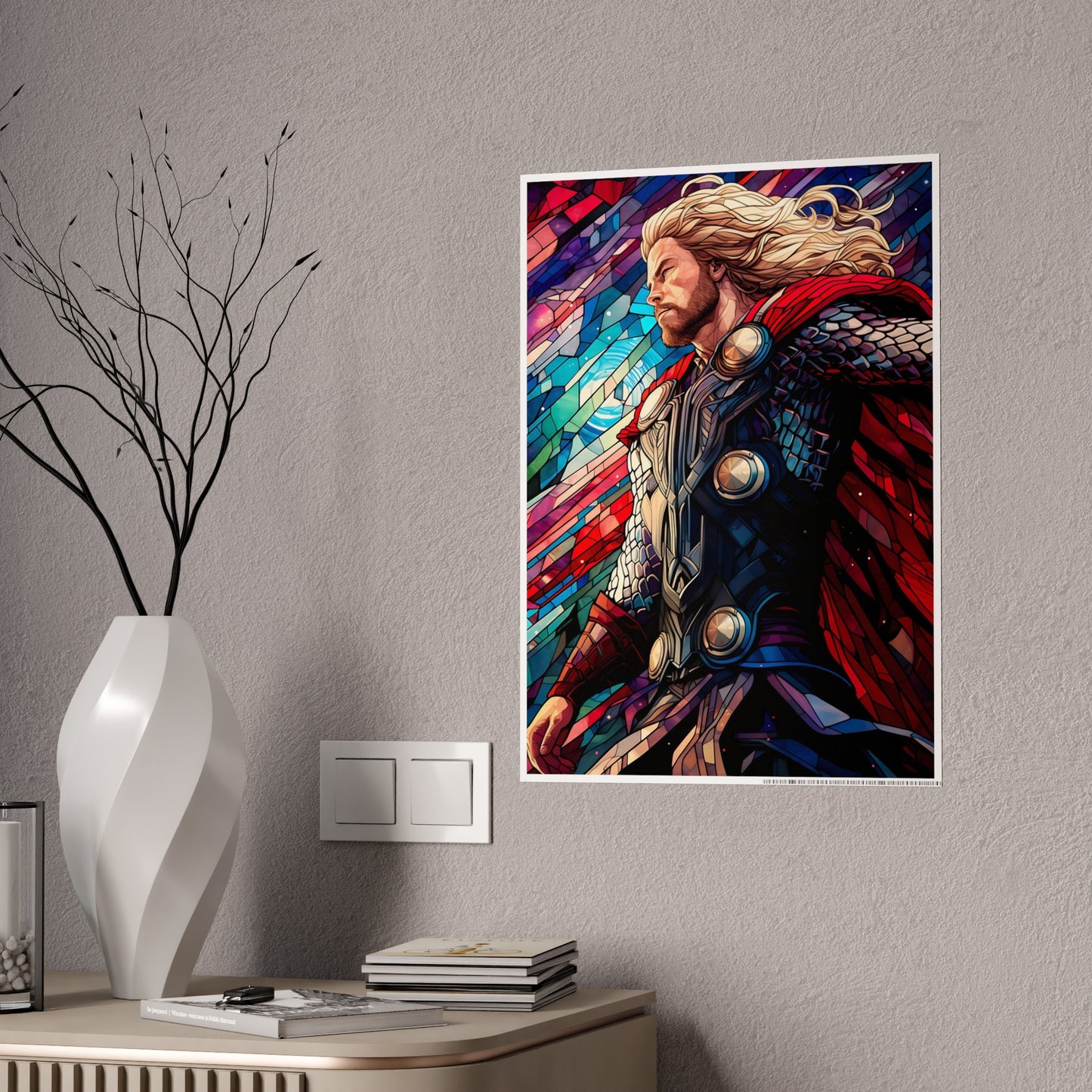 Stained Glass Thunder God Glossy Art Print