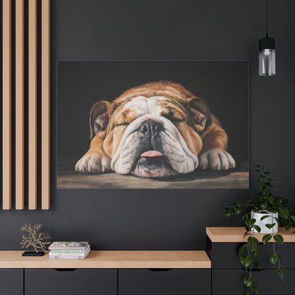 Sleeping Bulldog Canvas Art - Dog Wall Decor