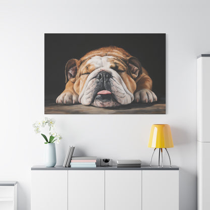 Sleeping Bulldog Canvas Art - Dog Wall Decor