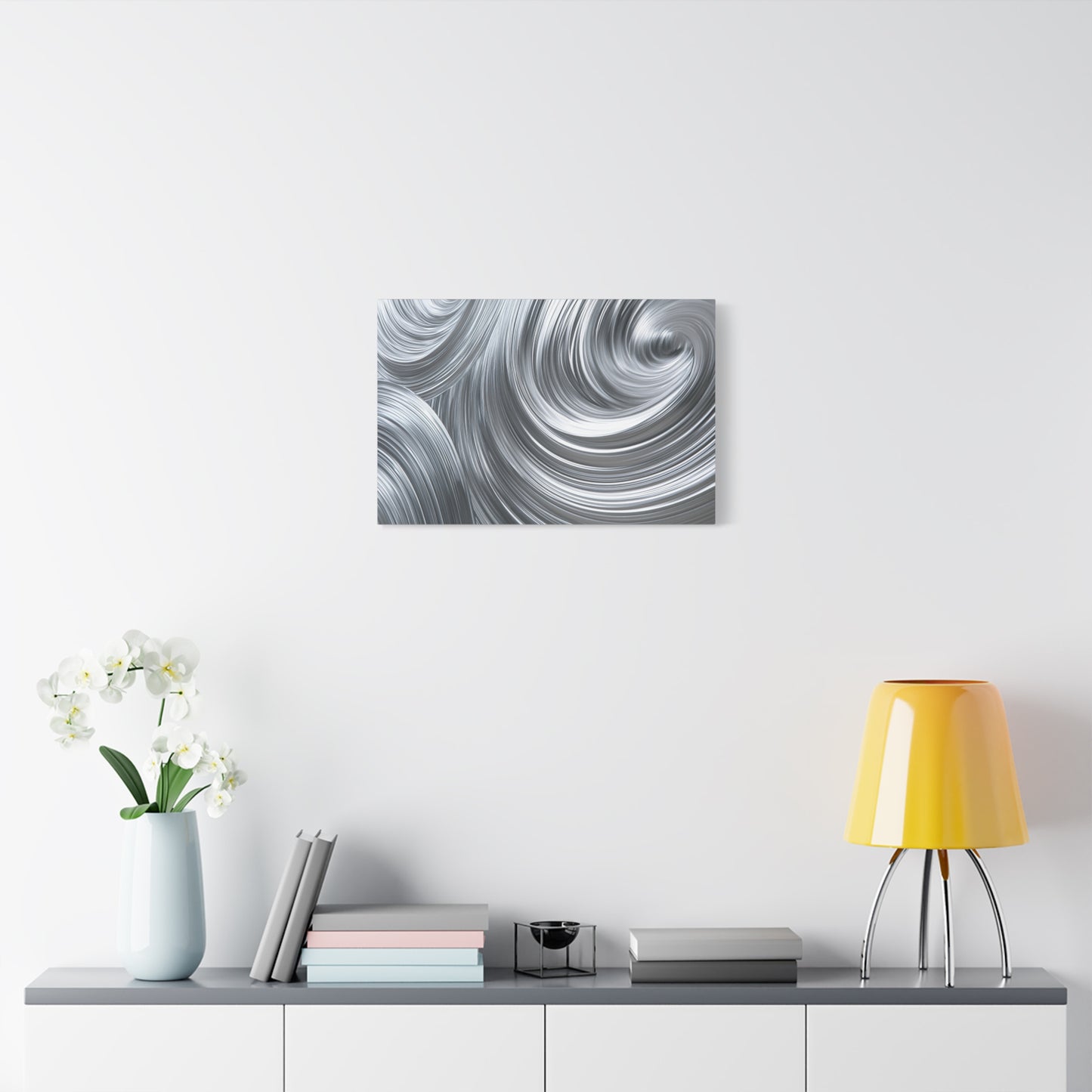 Silver Swirl Abstract Metallic Art - Canvas