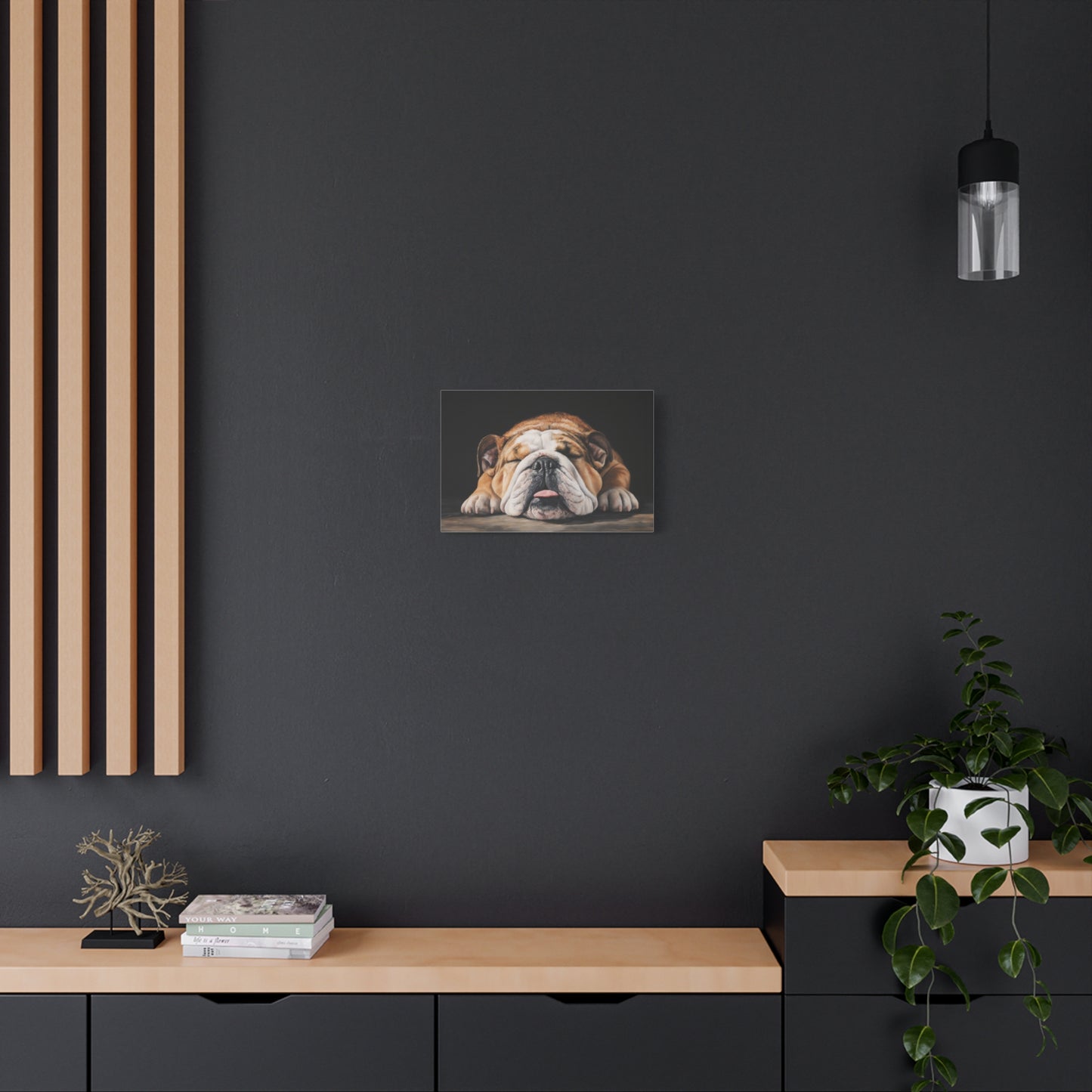 Sleeping Bulldog Canvas Art - Dog Wall Decor