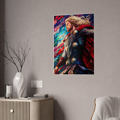 Stained Glass Thunder God Glossy Art Print