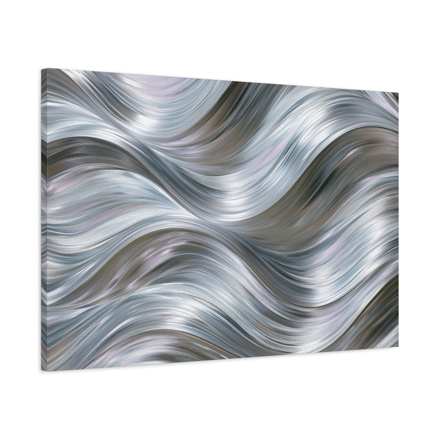 Silver Metallic Wave Art - Canvas