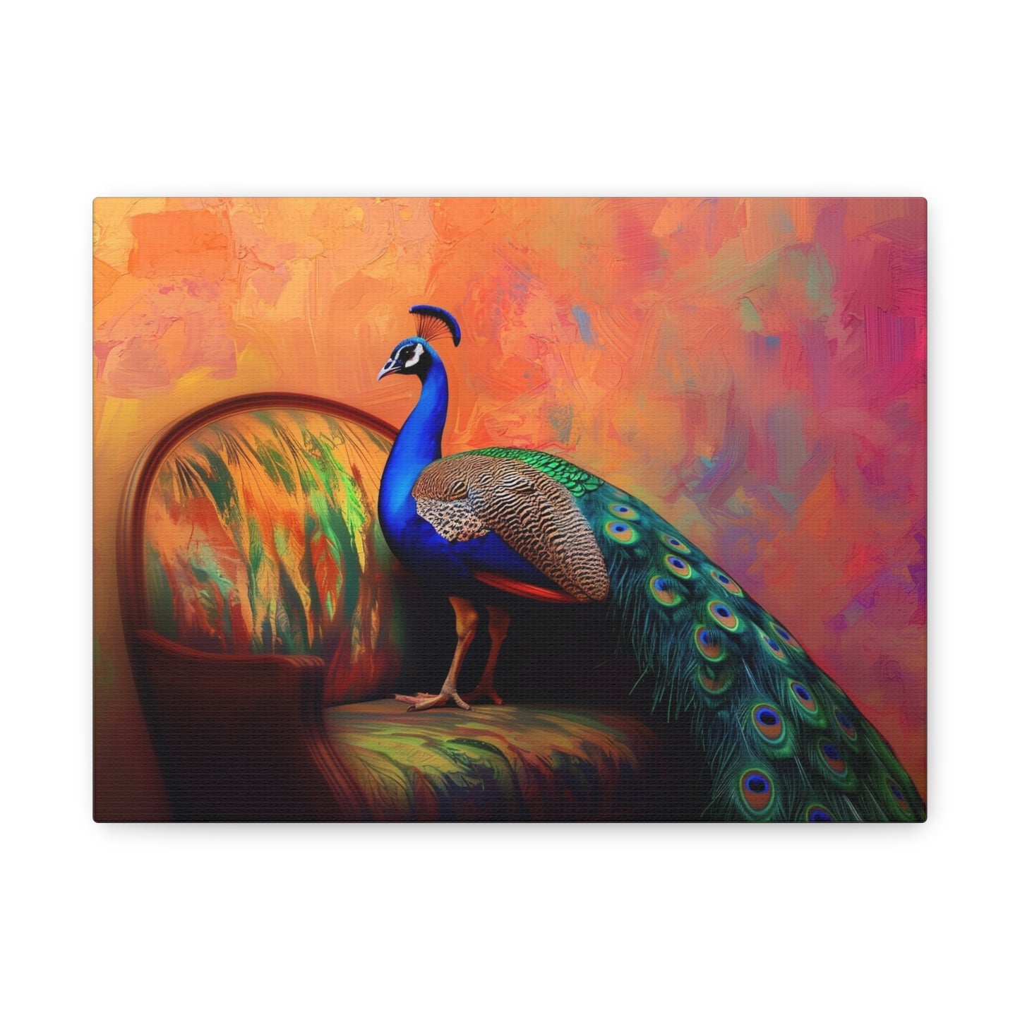 Peacock On A Fancy Chair - Canvas