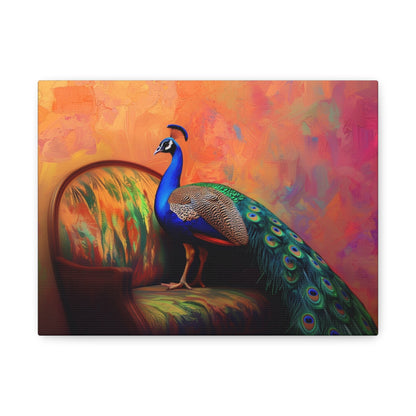 Peacock On A Fancy Chair - Canvas