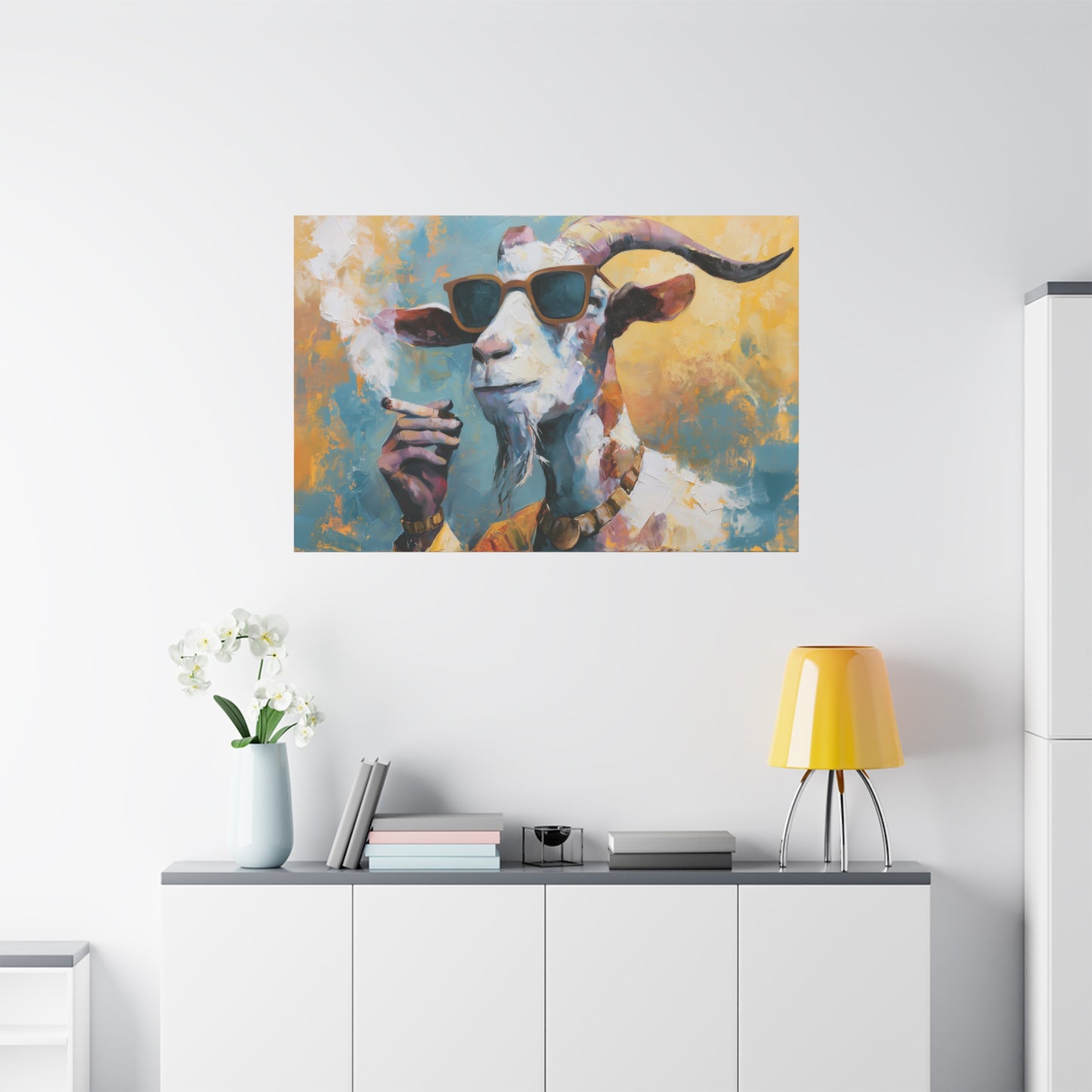Gangster Goat Canvas Art - Cool Animal Wall Decor
