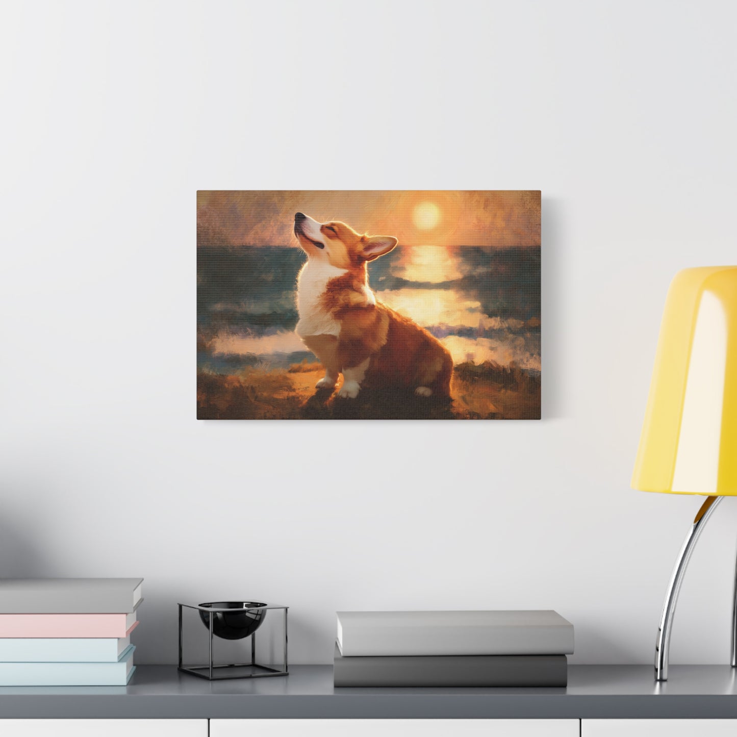 Corgi Sunbathing Canvas Art - Dog Wall Decor - Corgi Art