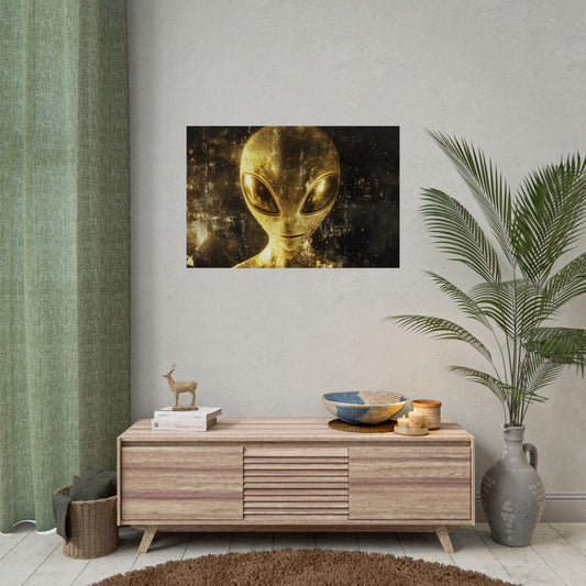 Gold Leaf Extraterrestrial Alien Art - Premium Art Print