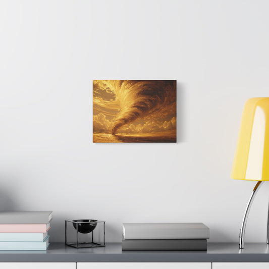 Gold Leaf Tornado Canvas Art - Tornado Art Decor