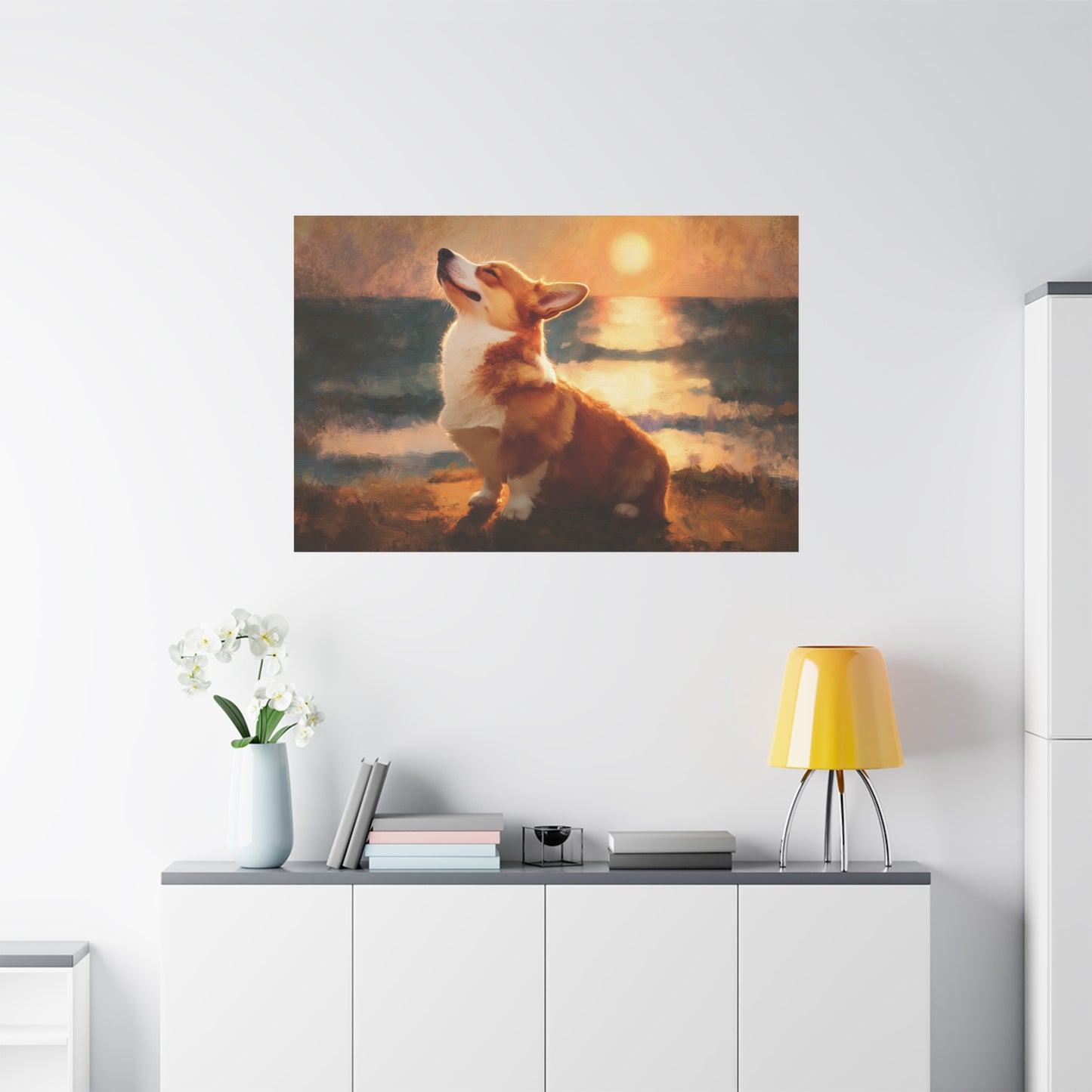 Corgi Sunbathing Canvas Art - Dog Wall Decor - Corgi Art