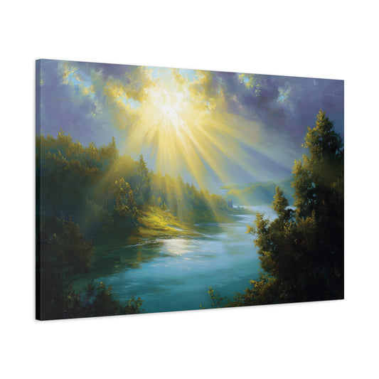 River and Forest Sunshine Art - Canvas