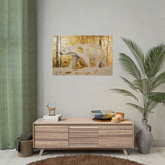 Gold Leaf Polar Bear - Premium Art Print