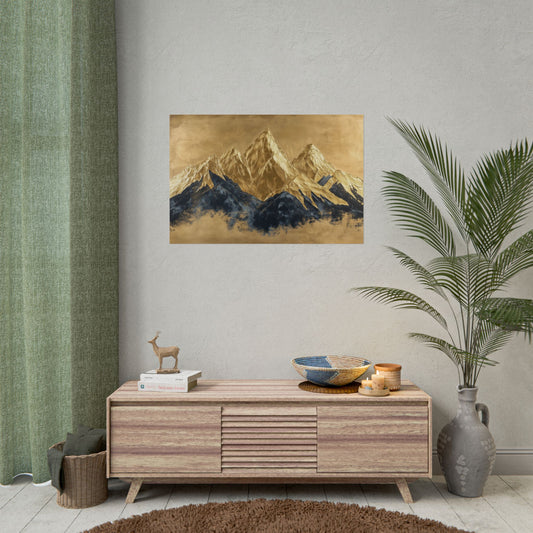 Gold Leaf Mountain Range Art - Premium Art Print