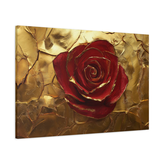 Gold Leaf Elegant Rose - Canvas