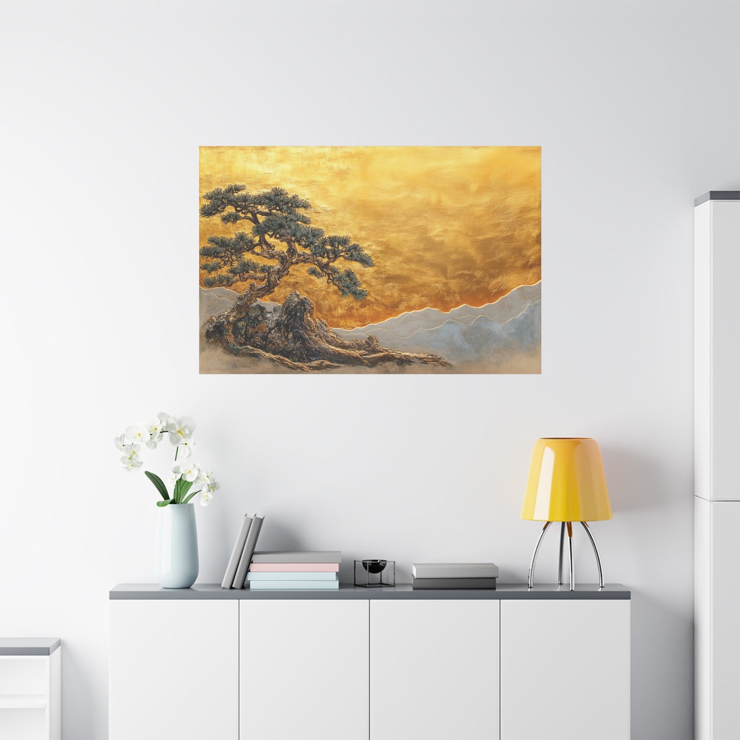 Gold Leaf Elegant Bonsai Tree - Canvas