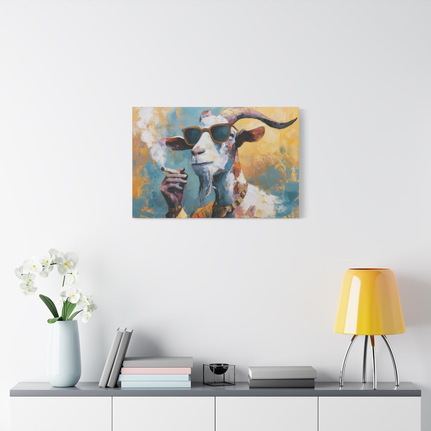 Gangster Goat Canvas Art - Cool Animal Wall Decor