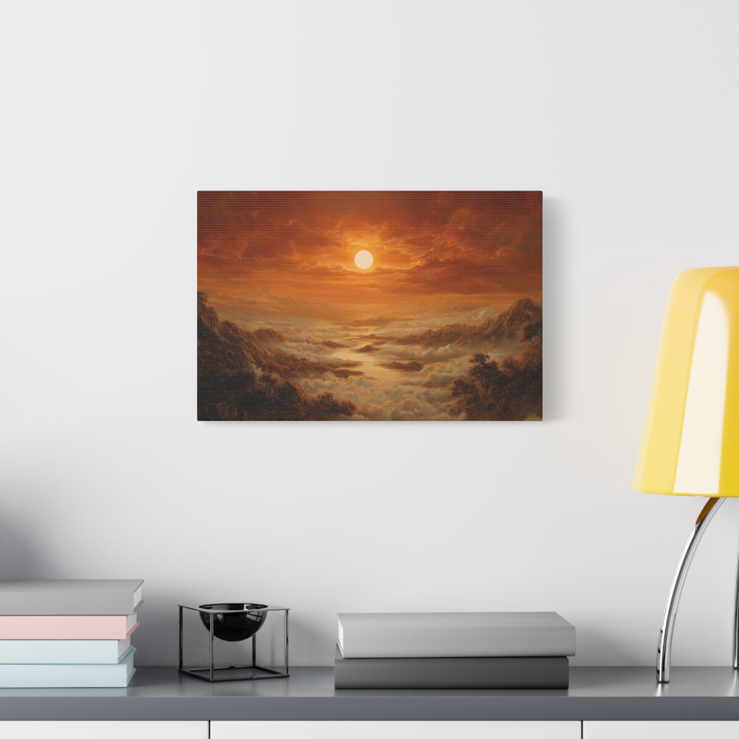 Red Dawn Sunset Landscape Art - Canvas