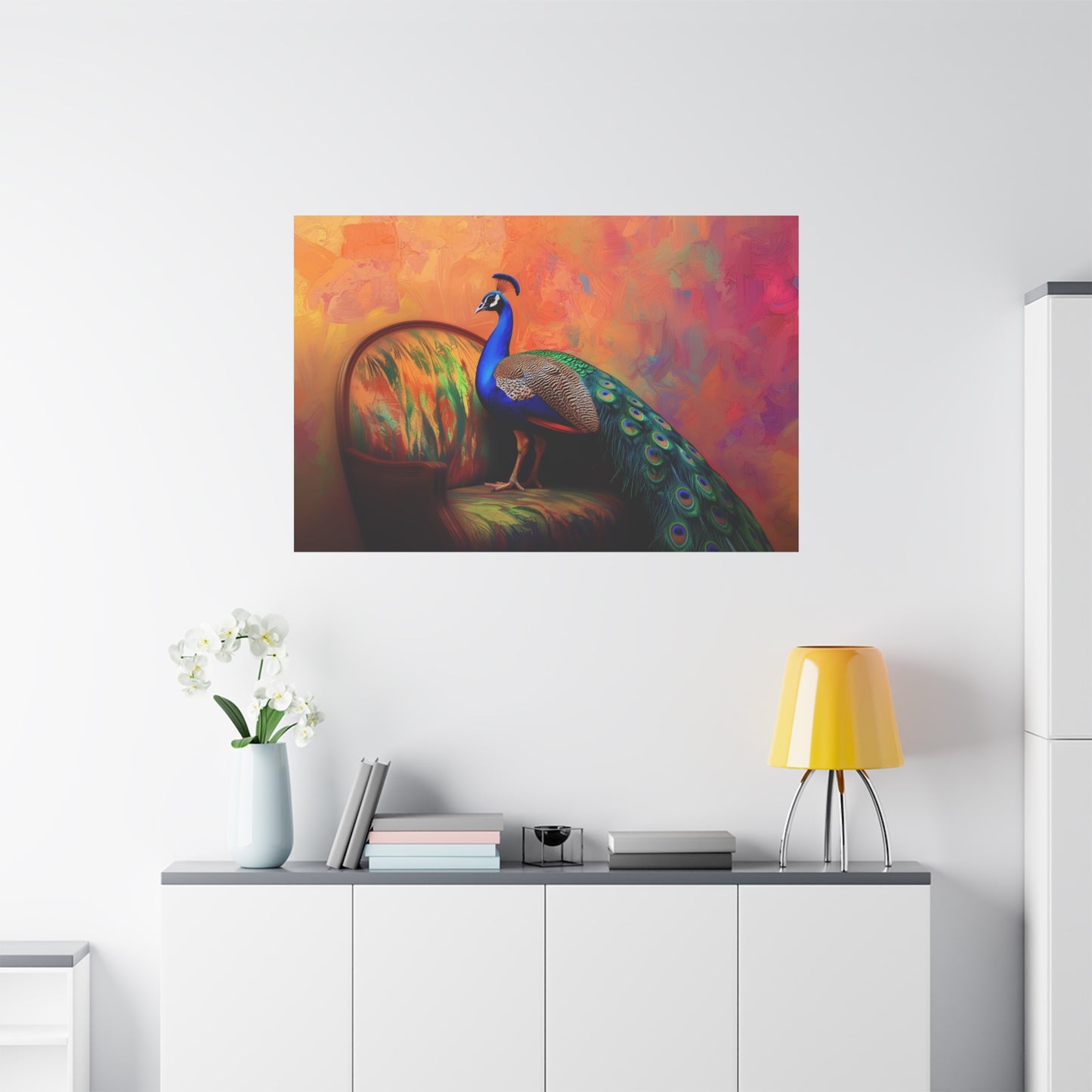 Peacock On A Fancy Chair - Canvas