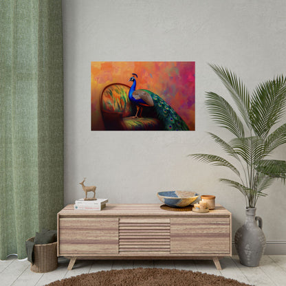 Peacock On A Fancy Chair - Premium Art Print