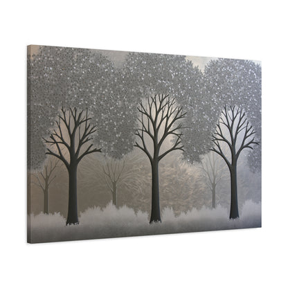 Silver Three Trees Art - Canvas