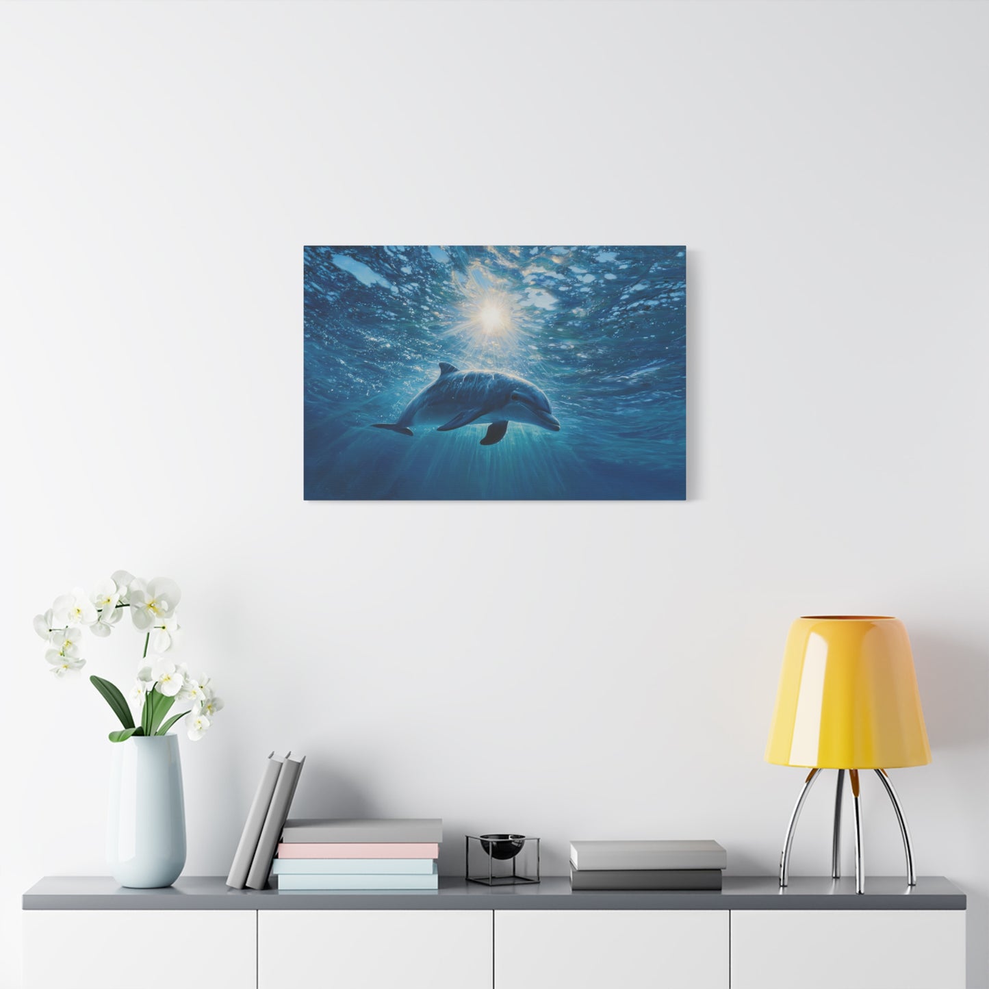 Sunlit Dolphin Underwater Art - Canvas