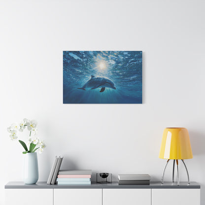 Sunlit Dolphin Underwater Art - Canvas