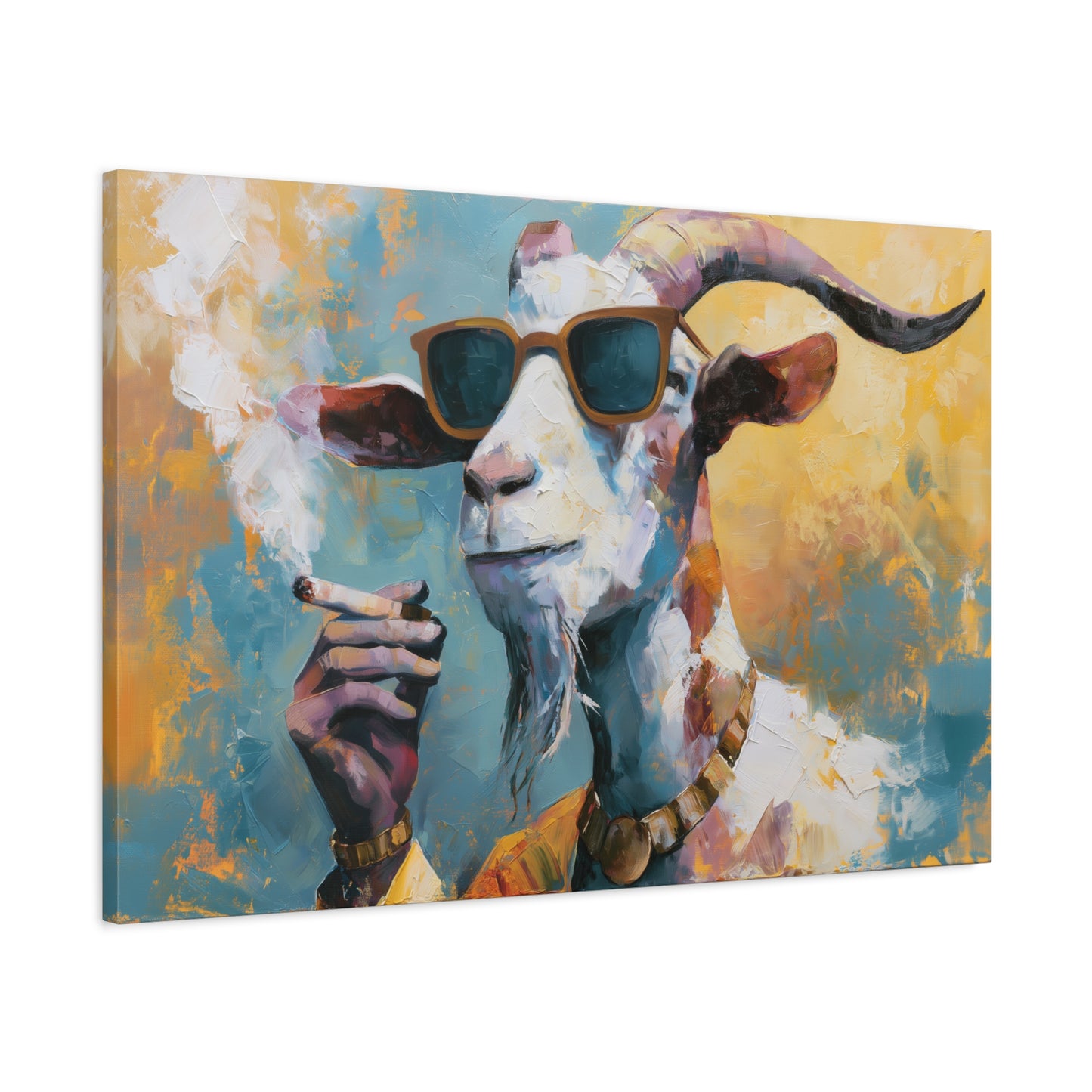 Gangster Goat Canvas Art - Cool Animal Wall Decor