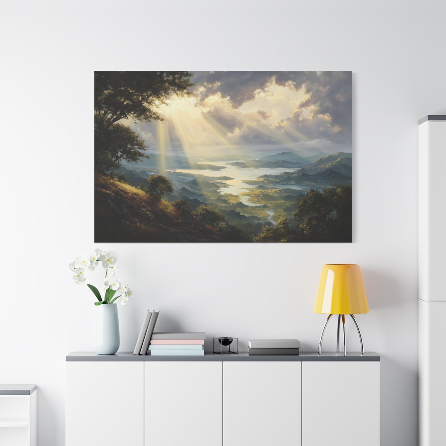 Sun Breaking Through Clouds Nature Art - Canvas