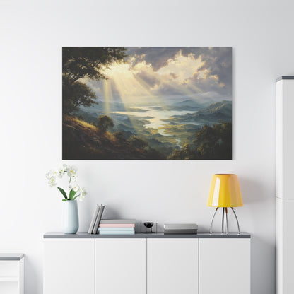 Sun Breaking Through Clouds Nature Art - Canvas
