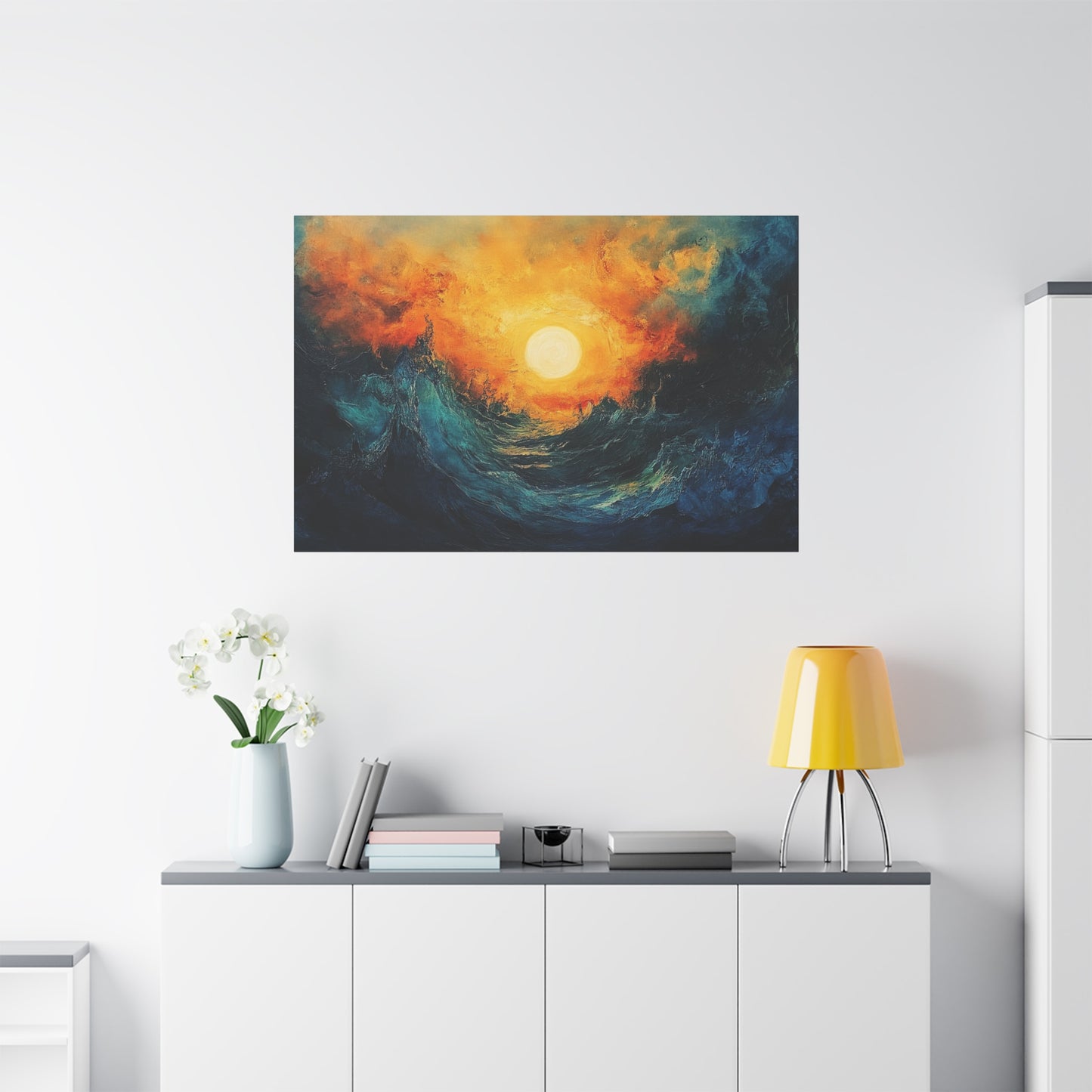 Sun Pierces The Waves Abstract Art - Canvas
